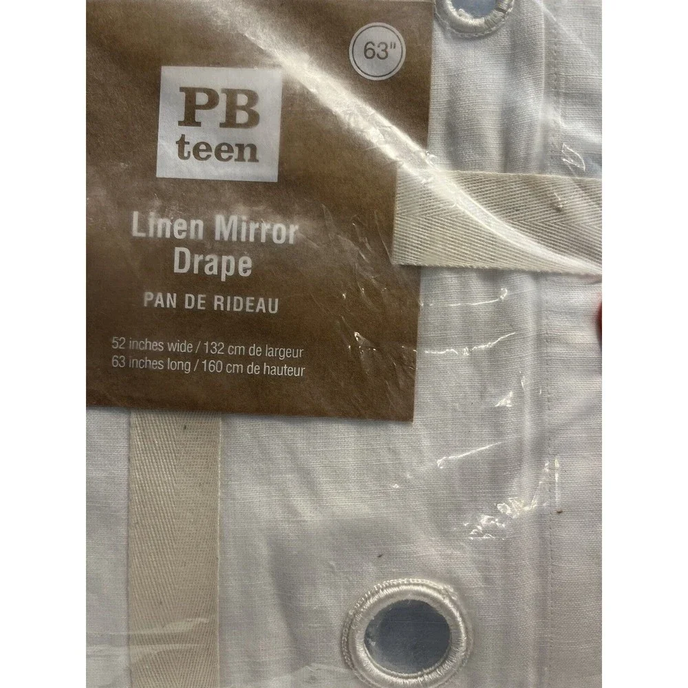 NWT - Pair of Pottery Barn Teen Ivory Cream Linen Mirror Drape 63” L x 52” W